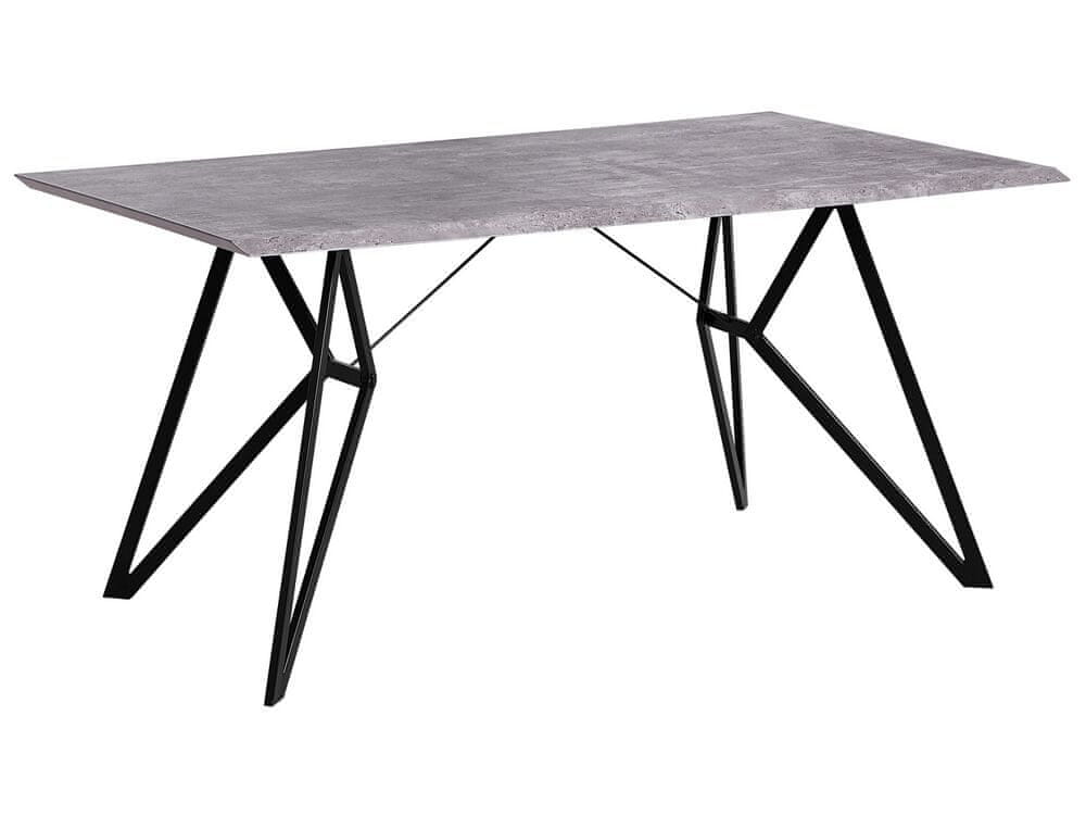 Beliani Jedálenský stôl s betónovým efektom 160 x 90 cm sivá/čierna BUSCOT